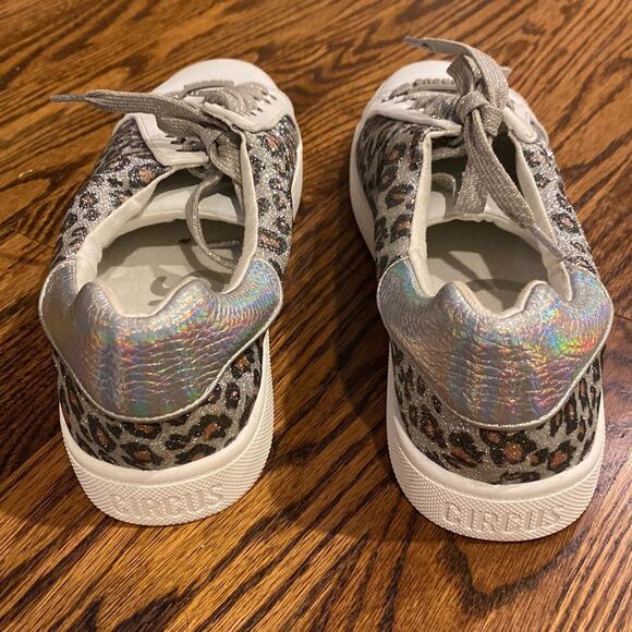 Circus by Sam Edelman 8.5M white & silver leopard sneakers Glitter faux leather - Picture 3 of 7